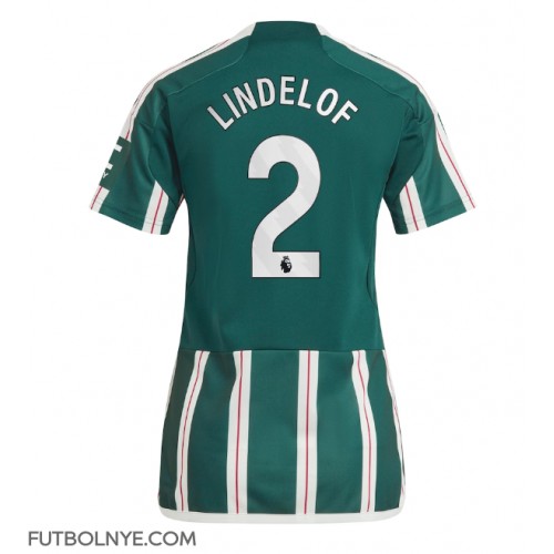 Camiseta Manchester United Victor Lindelof #2 Visitante Equipación para mujer 2023-24 manga corta
